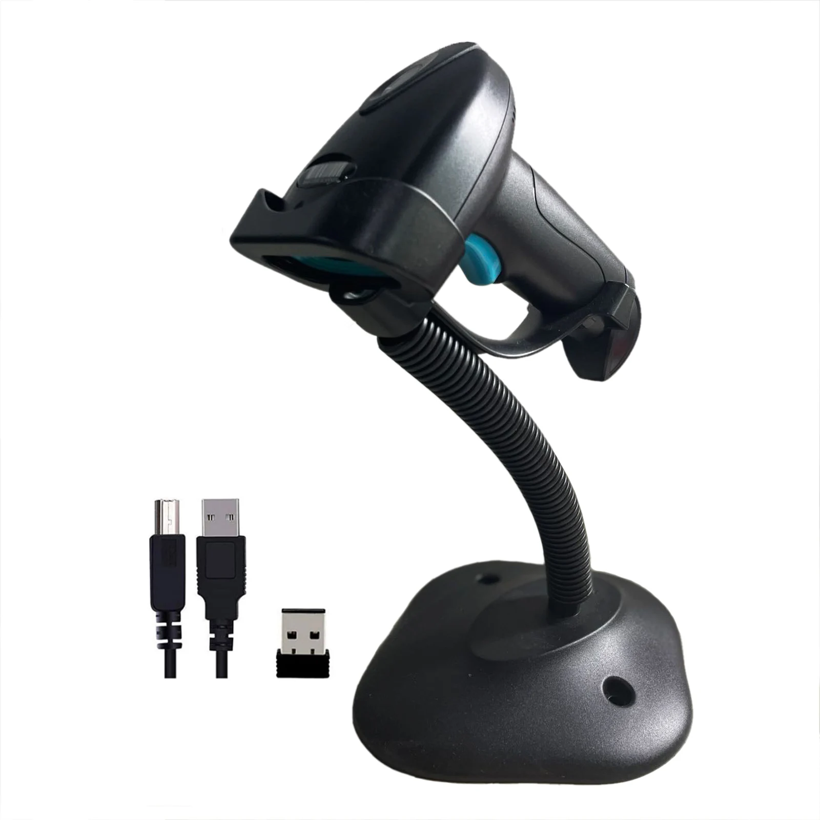 

2D QR Codes Reader 1D 2D Barcode Scanner USB/ Wireless/ Bluetooth Handheld Reader with Stand Holder for POS System Laptop Retail