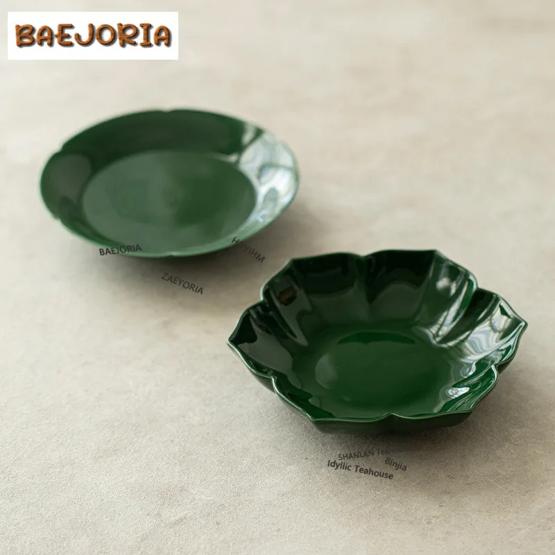 Smaragdgrüner Topfhalter, Teekannenhalter, Trockenbrüh-Tisch, Teetablett, Untersetzer, Obst- und Snackteller, Dahongpao, Café-Ornamente