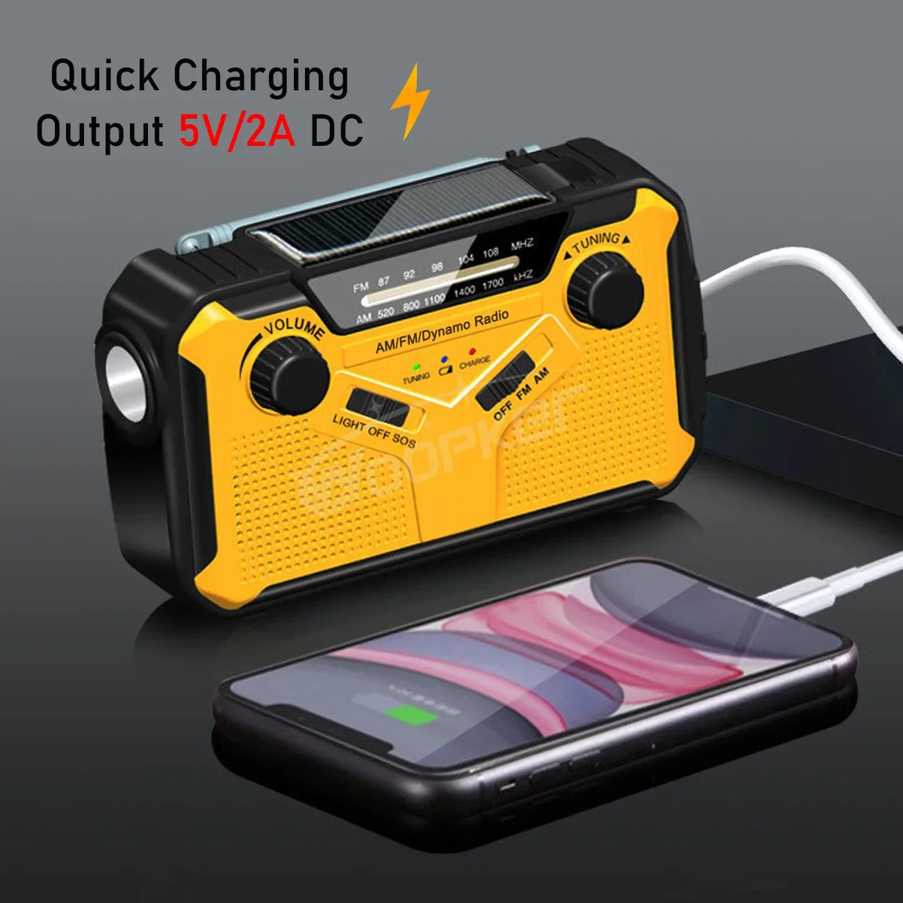 E09 Emergency Radios Output 5V/2A AM/ FM Radio Solar Hand Crank USB Rechargeable Torch Reading LED Lamp SOS Alarm Power Bank
