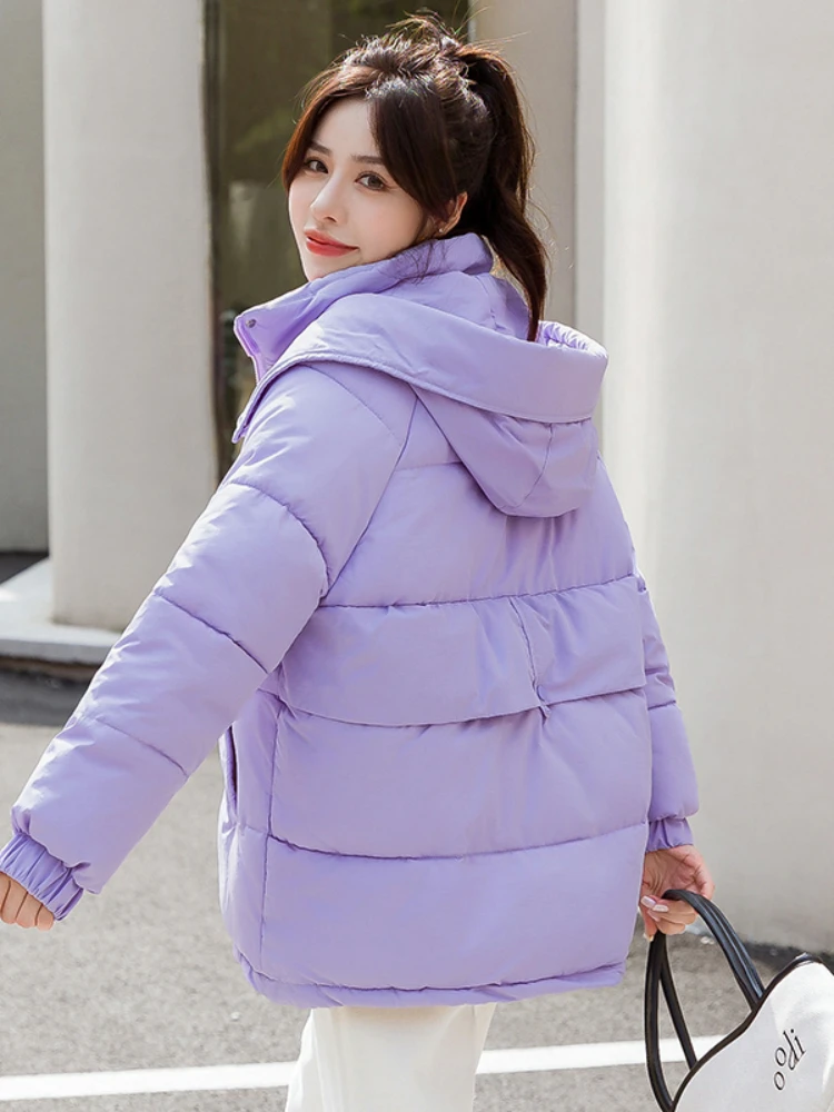 

Solid Thicker Winter Down Cotton Jacket Women Ukraine Hooded Female Loose Parka Long Coat new fashion padded Coats