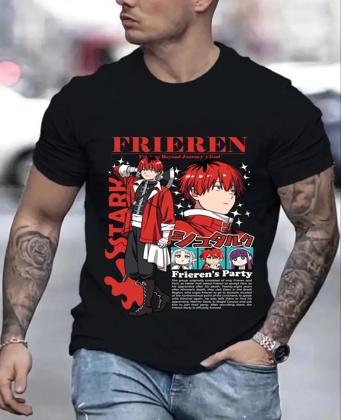 Frieren T-Shirt Beyond Journey's End Fern Stark Girl Anime Gifts Shirt All Size