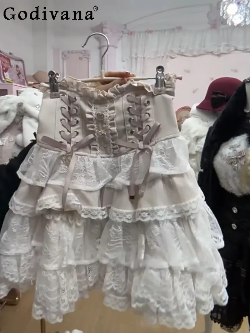 

2026 New Japanese Lolita Mass-Produced Waist-Enhancing Cake Skirt Sweet Cute Versatile Lace Half Skirt