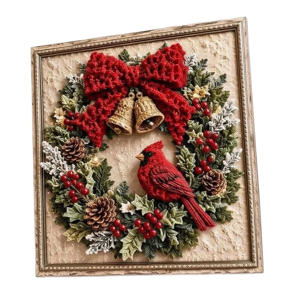 Festive Needle Felting Fabric Art Set with Felting Needles Wool Roving and Illustrated Guide for Adults and Teens