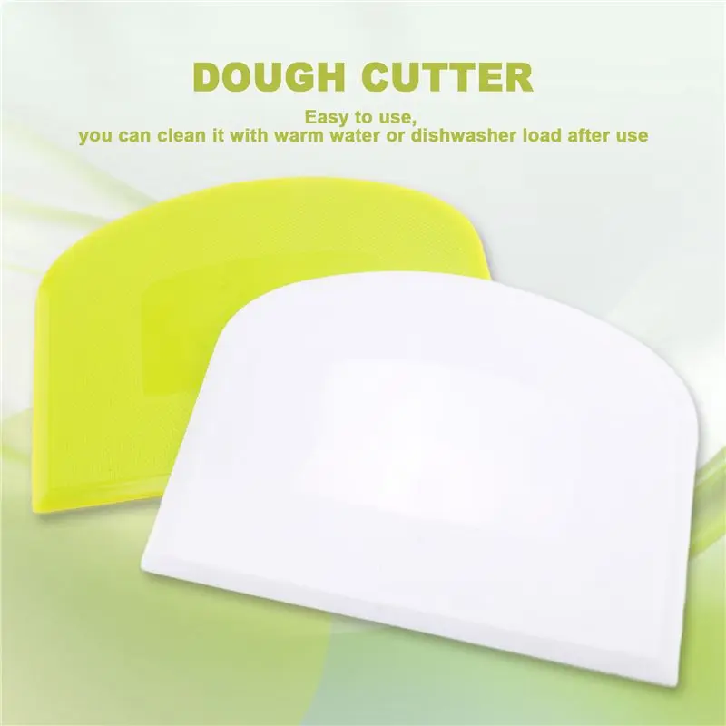 ?2 Pieces Dough Scraper Bowl Scraper Food-Safe Plastic Dough Cutter Flexible Plastic Scraper Practical Bench Scraper