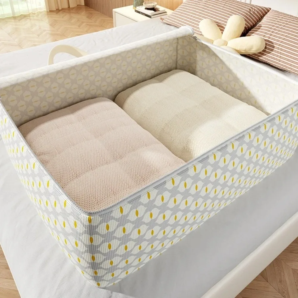 Foldable Quilt Storage Bag Dust-Proof Large Capacity Clothes Storage Bins Handle Wardrobe Sorting Storage Bucket