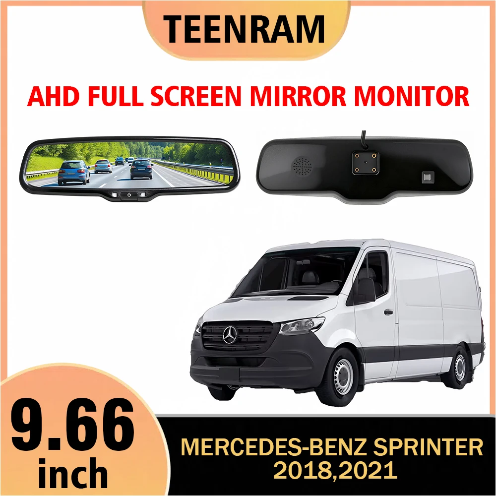 For Mercedes-Benz Sprinter 2018,2021 9.66 Inch Car Digital Rear View Mirror Monitor Full Screen AHD 1080P