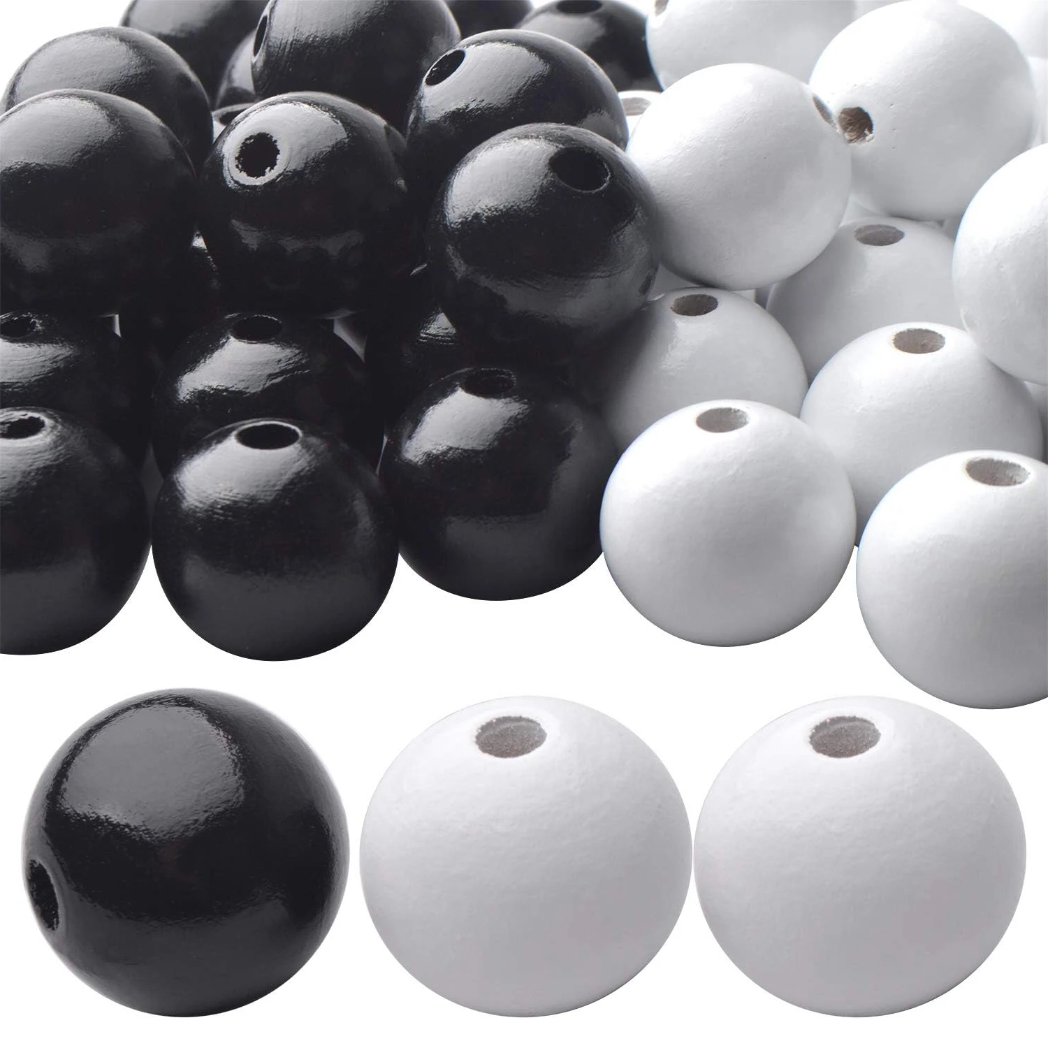 

50pcs Natural Round Wooden Beads Small Hole Wood Loose Beads Smooth Painted Spacer Loose Beading Supplies for Necklace Bracelets