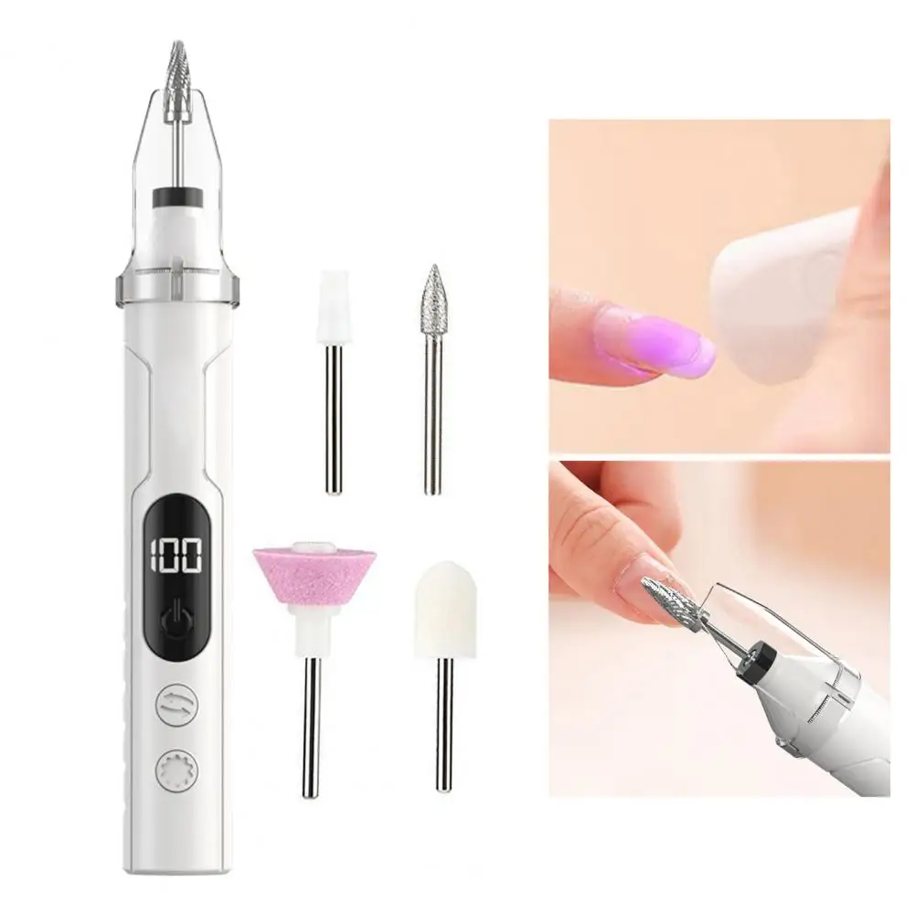 Rechargeable Nail Drill Cordless Nail Drill Electric Nail Drill Kit with 4 Bits 3-speed Portable Uv Lamp Cordless for Manicure