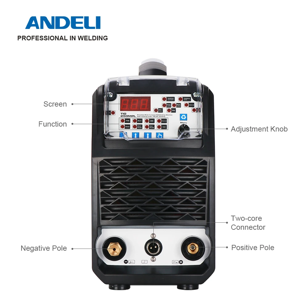 ANDELI TIG-250MPL TIG Welding Machine Hot/TIG/Pulse Cold Welding MOS Tube Multifunctional TIG Welder Suitable for Thin Plate