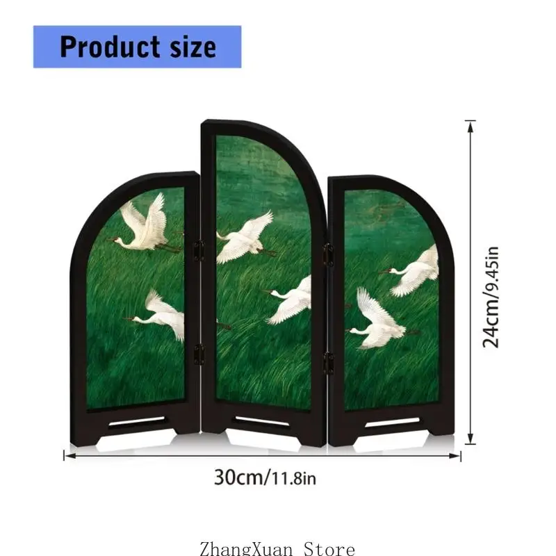 Retro Mini Folding Screen 3 Panel Divider Feng Shui Ornament Oriental Gift 3XUF – Detail 6