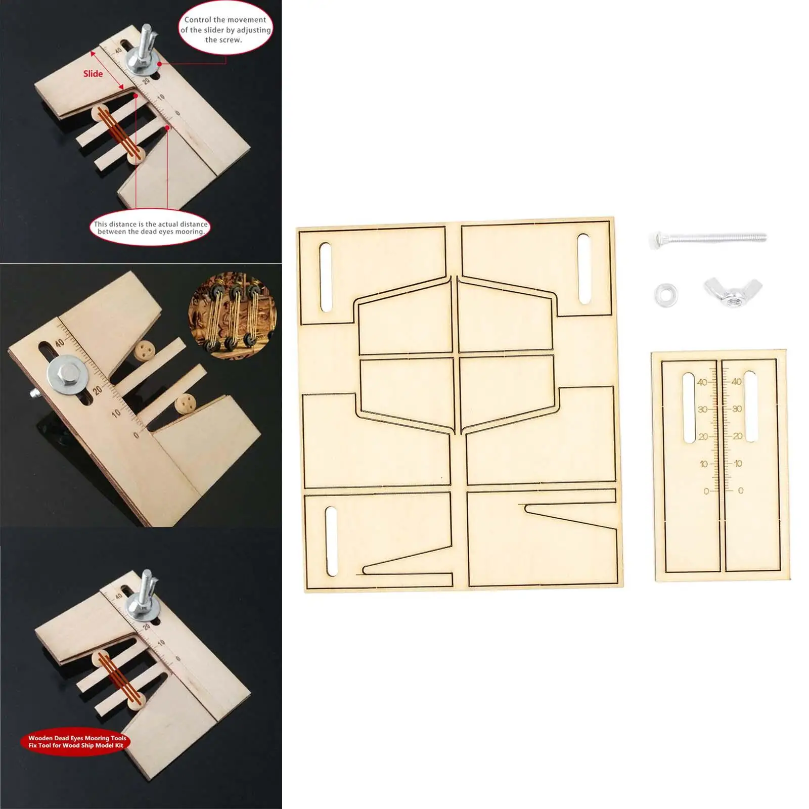 Wooden Dead Eyes Mooring Tools Accessories Crafts Adjustable Fix Tools for Wood