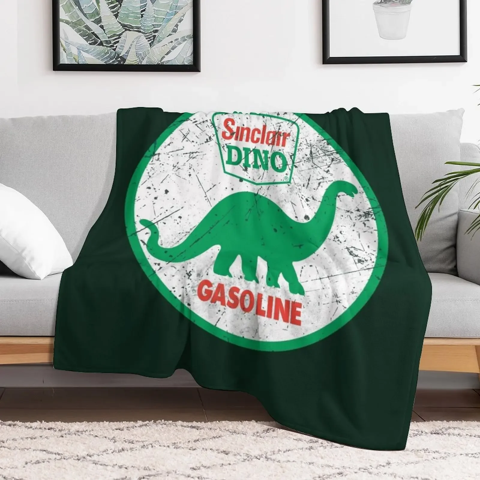 Sinclair Gasoline Dino Throw Blanket Warm for winter Furrys Blankets