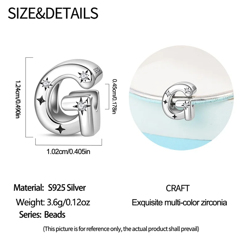 رائجة البيع 925 فضة ستار الشمس رسالة G الخرز تنوعا مجوهرات صالح الأصلي 925 سوار قلادة للنساء لتقوم بها بنفسك هدية #2