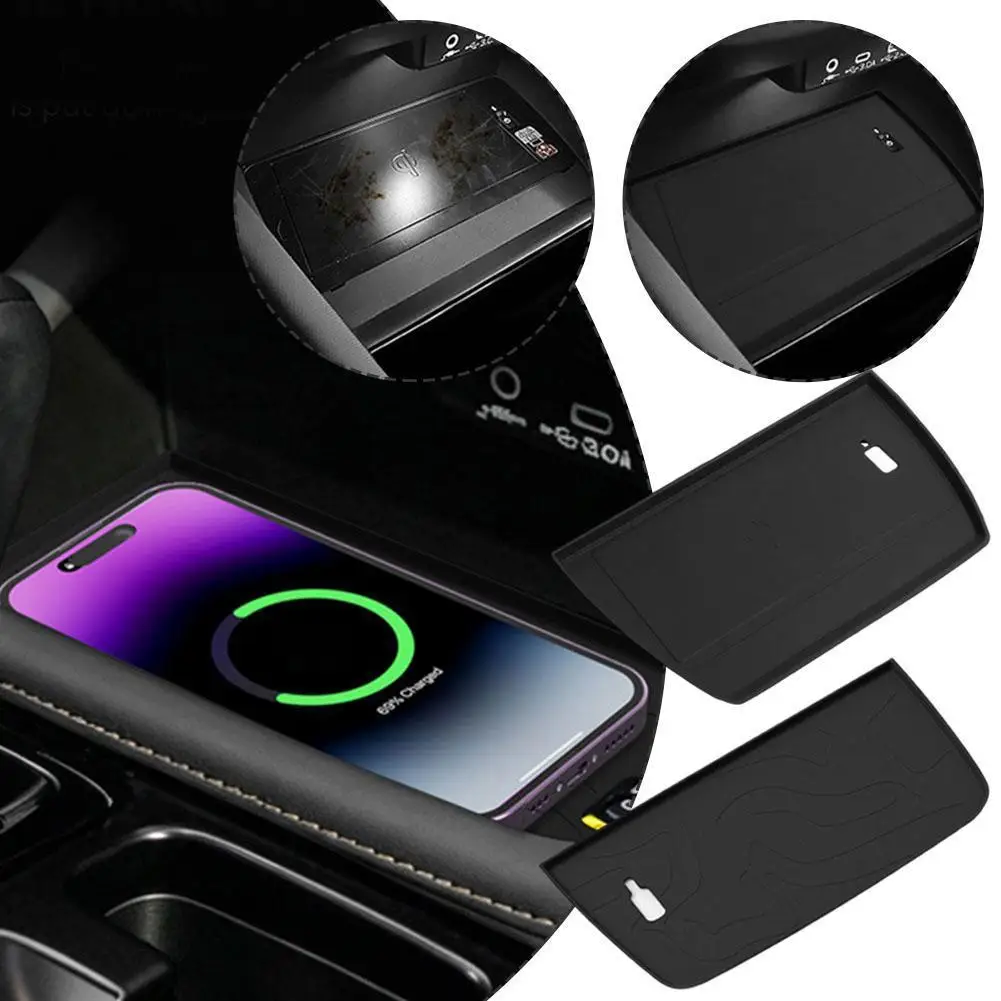 Car Wireless Charger Pad Forester 25/26 Stable Fast Charging Central Console Storage Box Silicone AntiSlip Mat Phone Holder Tray