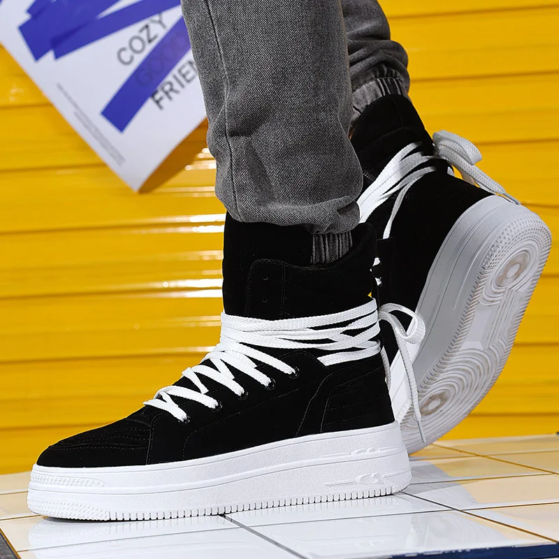 

Men's Casual Shoes with A High Top and Versatile Design, Thick Sole and Height Increasing Trend Men's Board Shoes Sports Shoes