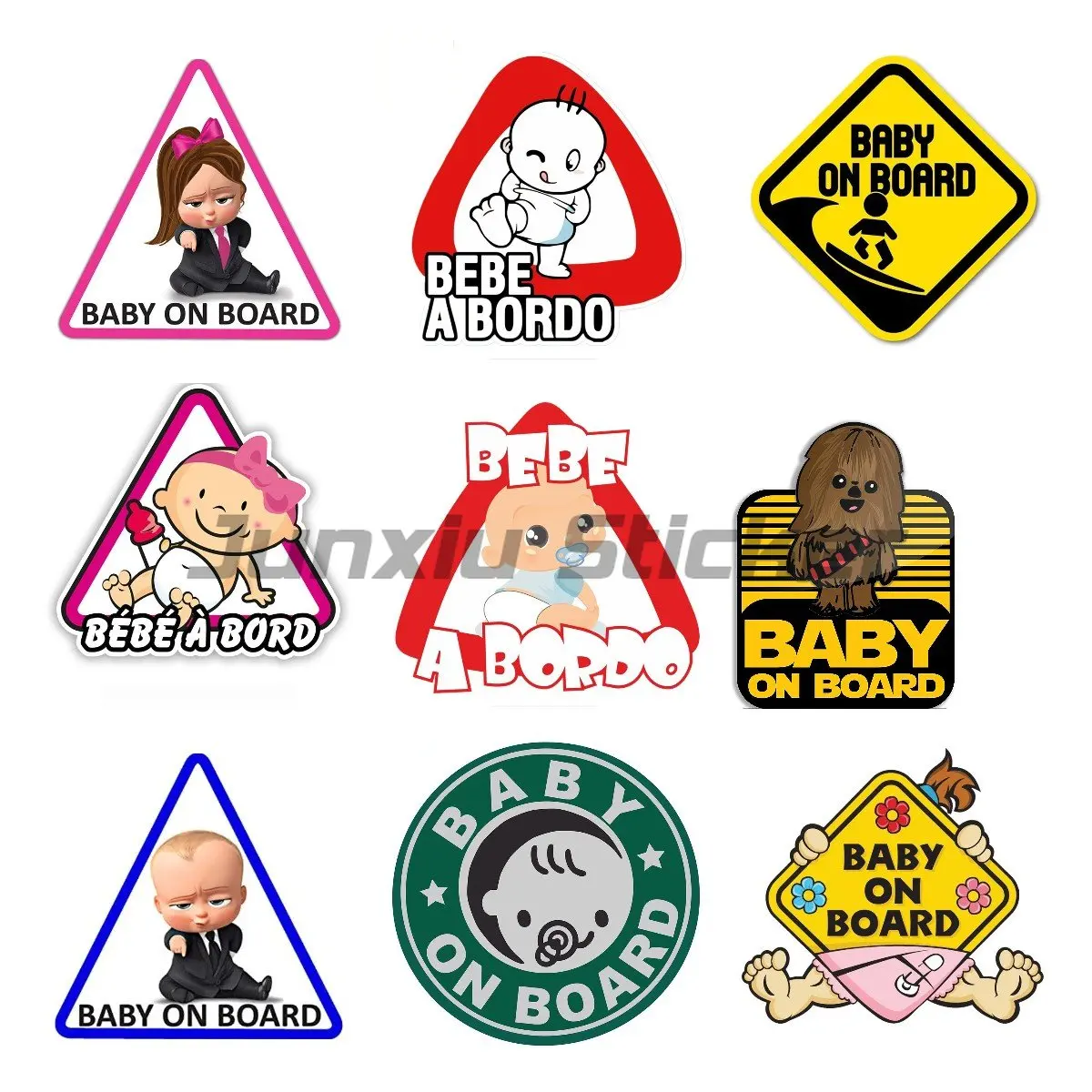 BABY ON BOARD Warning Car Sticker Waterproof Decal Laptop Suitcase Truck Motorcycle Auto Accessories PVC