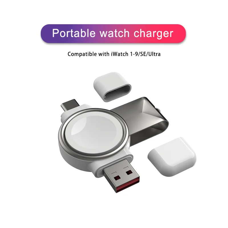 2 in 1 Magnetic Wireless Charger for Apple Watch 9 8 7 6 5 SE Ultra Charger for Apple Watch Fast Charging Station