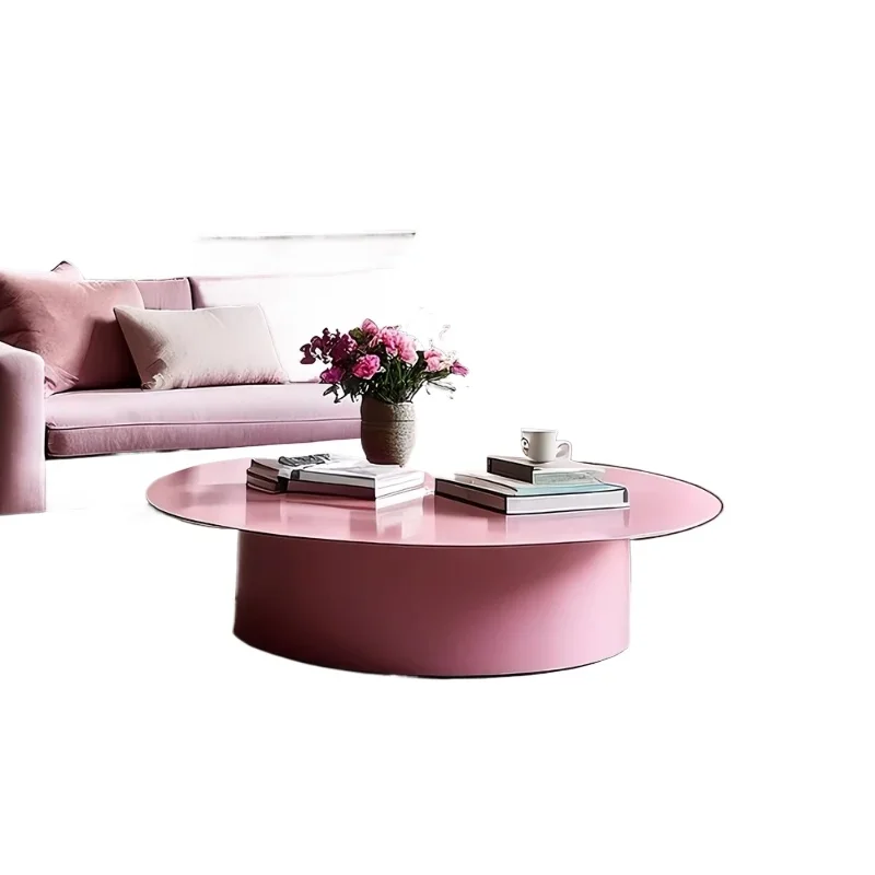 Dopamine pink round bright highlight piano paint round living room coffee table tea table furniture