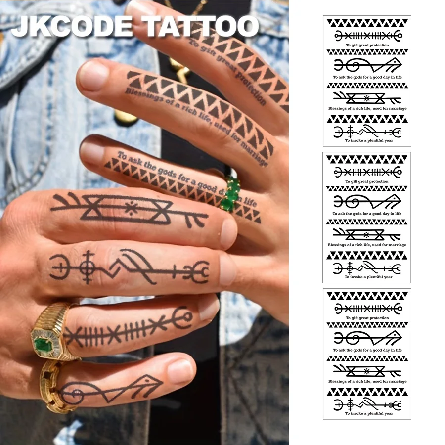 

Waterproof Viking Tattoo, Waterproof, Realistic Fake Tattoos, Botanical, Finger Tattoos, Lasts 3-7 Dayss