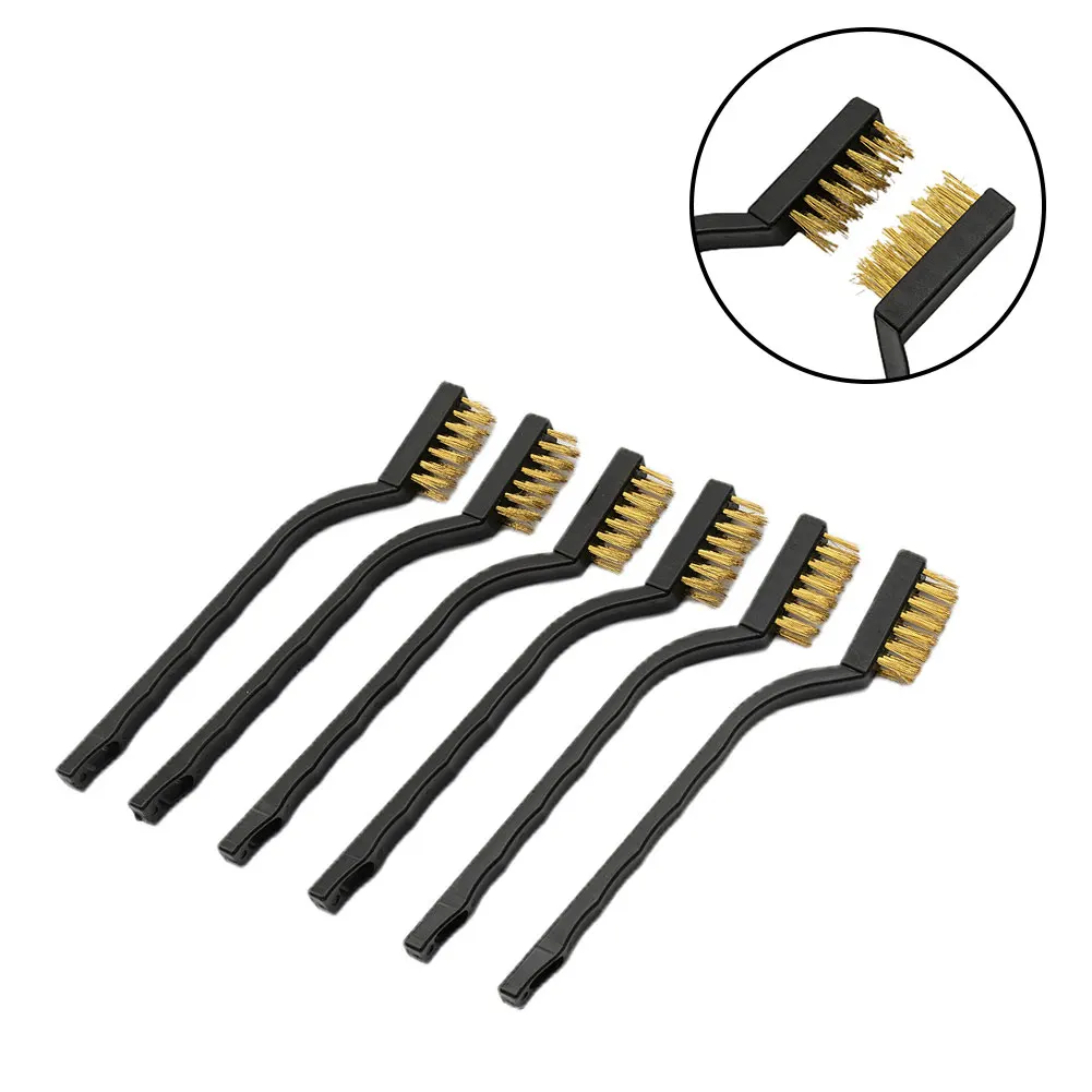 6Pcs Clean Industrial Copper Wire Brush Brass Wire Brush Set For Cleaning Welding Slag And Rust Cleaning Brush Hand Tool