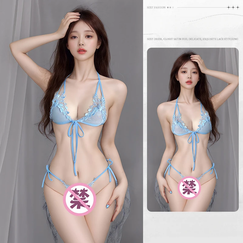 Lencería de talla grande para mujer, ropa interior Sexy de encaje de talla grande para sexo, puro deseo, pecho desnudo regordete, pasión, sin quitar, Set2056