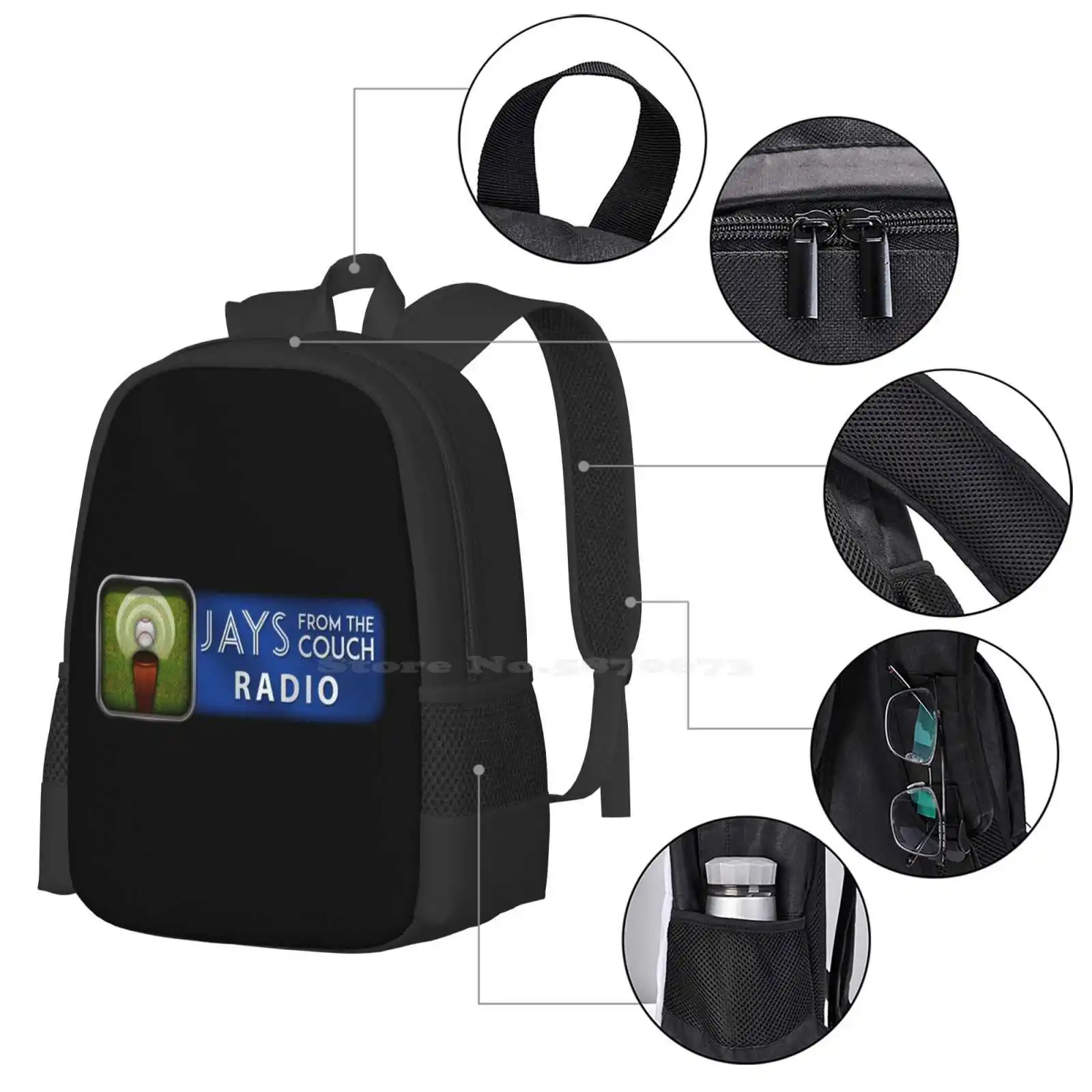 Jays From The Couch Radio 3D Print Design Backpack Student Bag