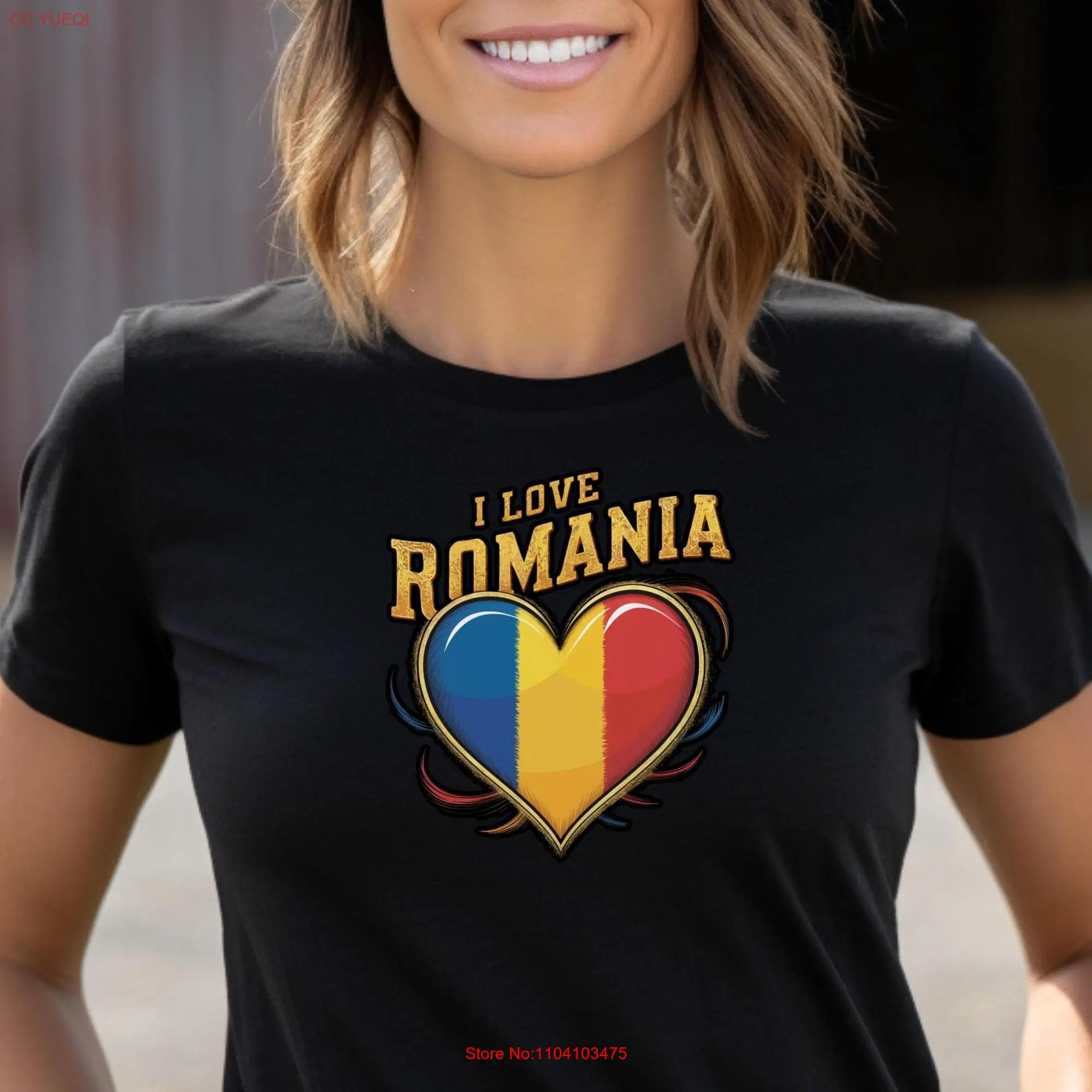 I Love Romania T Shirt Romanian Flag and Heart Eastern Europe Slavic country top Balkan Region Bucharest Capital Transylvania