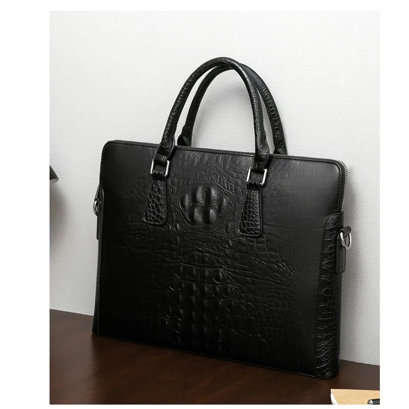 

Pu Imitation Crocodile Texture Solid Zipper Simple High Quality Briefcases 2024 Hot Sale Handbag for Man Paquete Masculino