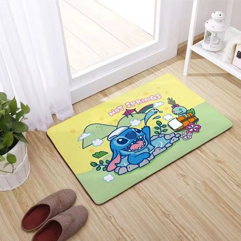 Disney Lilo and Stitch Cushion Anime tappetino antiscivolo Kawaii Cartoon Cashmere Stich Angel tappeti assorbenti soggiorno bagno