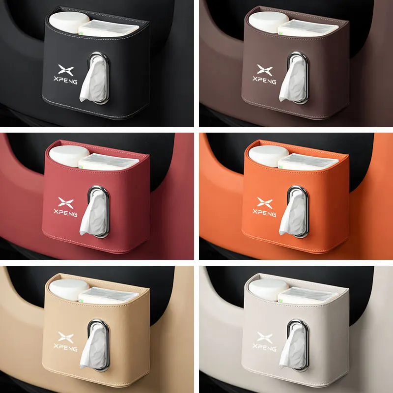 

Leather Car Tissue Box for Xpeng G6 G7 G9 G3 X9 N5 F57 Xiaopen P7 P7i P5 Car Door Storage Box Backrest Organizer Bag Accessories