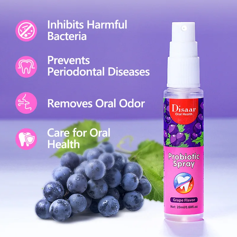 20ml Grape oral spray breath freshener portable mouthwash to remove odor Oral care