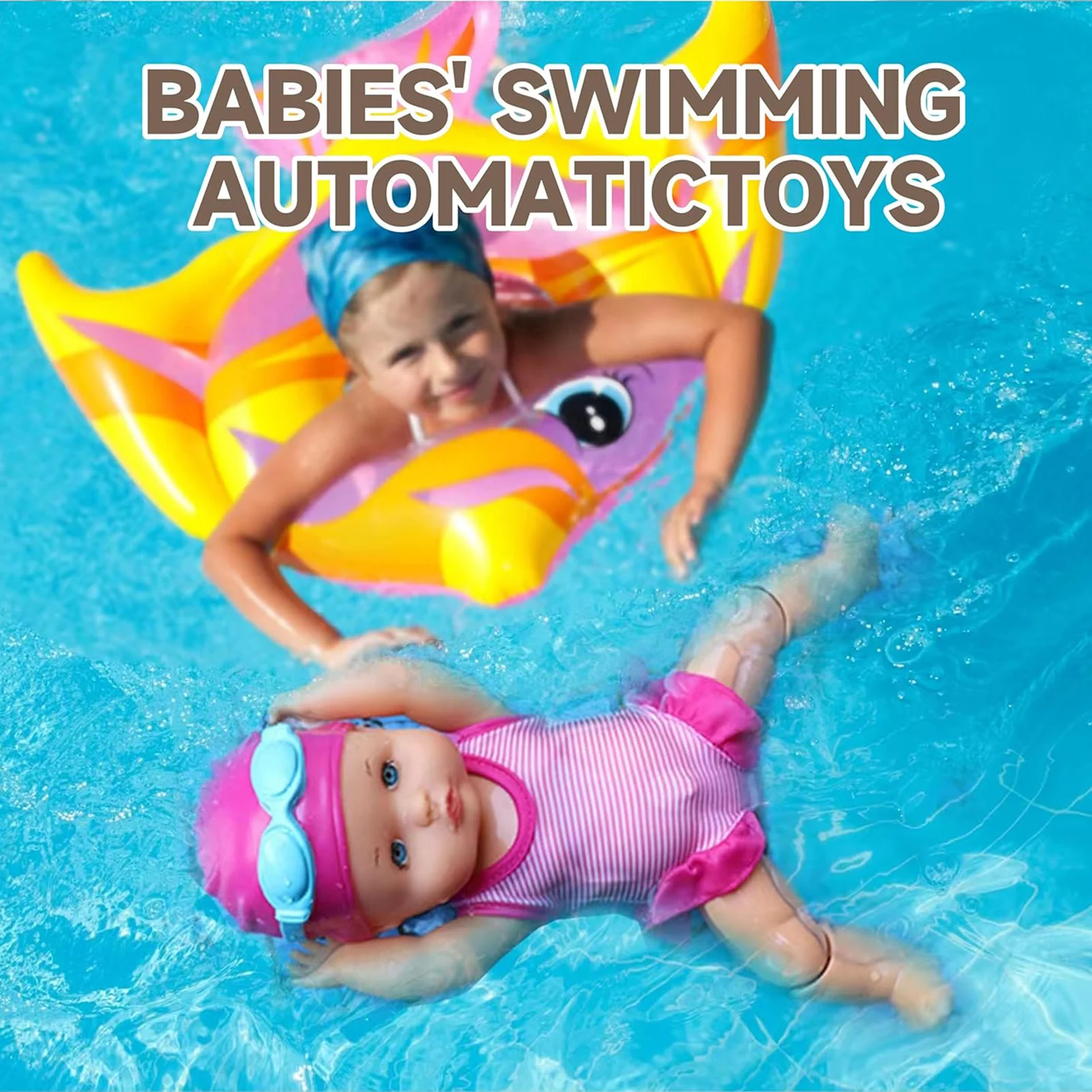 Electric Water Baby Doll Battery Operated Backstroke Swimming Dolls for Kids Water Sport Beach Party Supplies EIG88