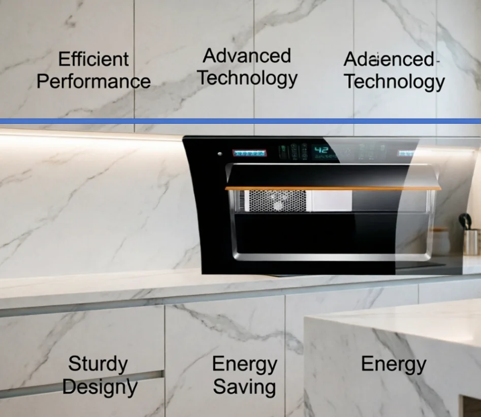 

220V Haotaitai Double Motor Range Hood BBL, Side Suction Kitchen Exhaust Fan with Auto Clean & Strong Suction LYH