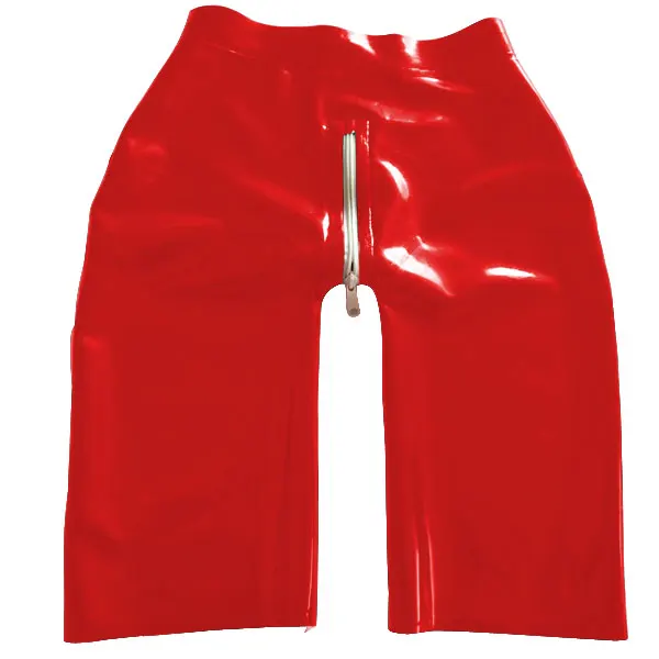 

New Latex 100% Rubber Gummi Red Ladies Shorts Four Corners Sexy Cosplay Zipper Decoration XS-XXL 0.4mm