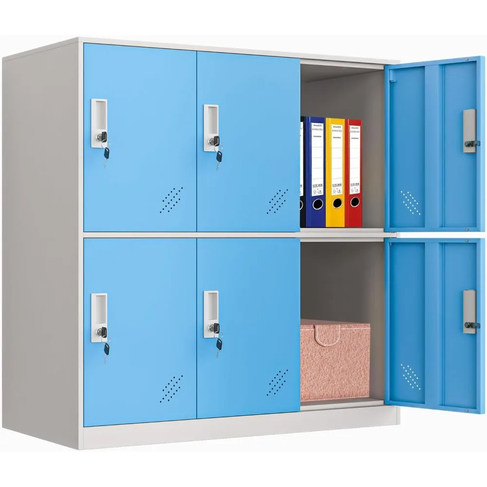 

Metal Office School and Home Locker Cabinet for Student Employee Staff or Workers Small Size Stackable with 6 Doors Blue Color