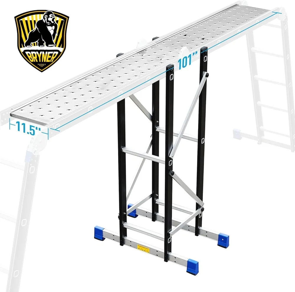 

7-in-1 Multi-Purpose Folding Ladder Scaffold Platform with Steel Trays, 19.6Ft Height, 1200 lbs Load Capacity