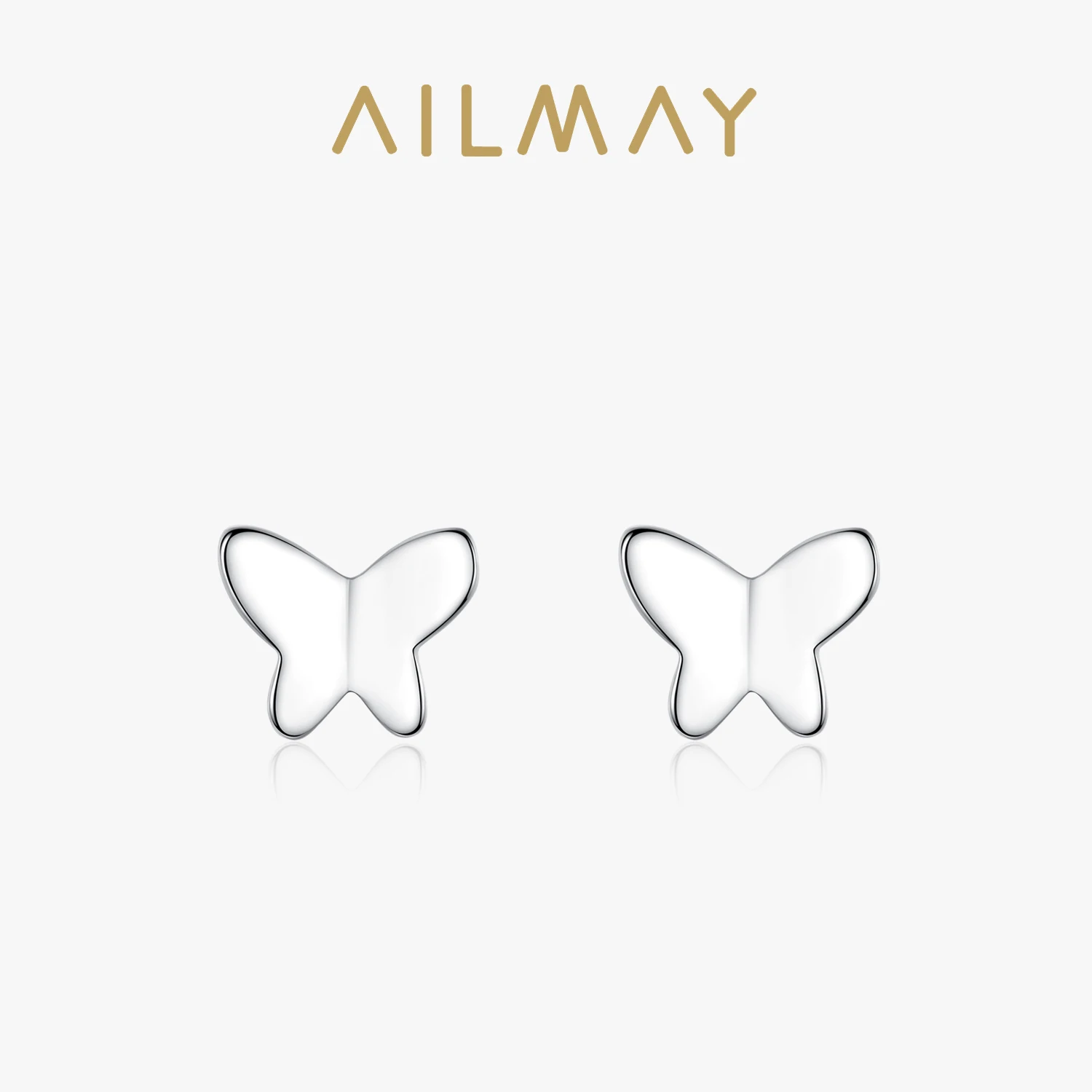 Ailmay Insect High Quality Fashion 925 Sterling Silver Smooth Surface Butterfly  Earrings For Girls Anti-allergy Fine Jewelry