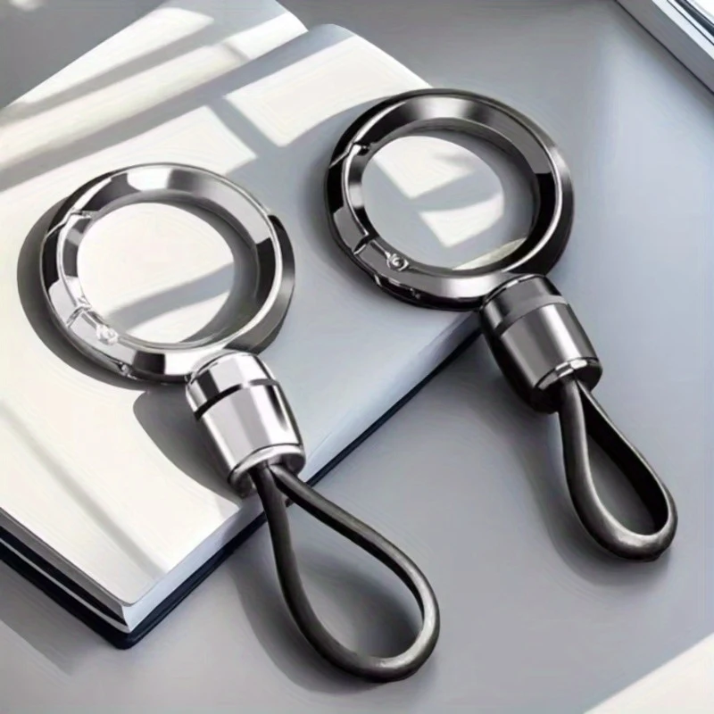 High-End Car Keychain Men & Women Anti-Loss Durable Metal Ring with Secure Clasp, Sleek Metallic