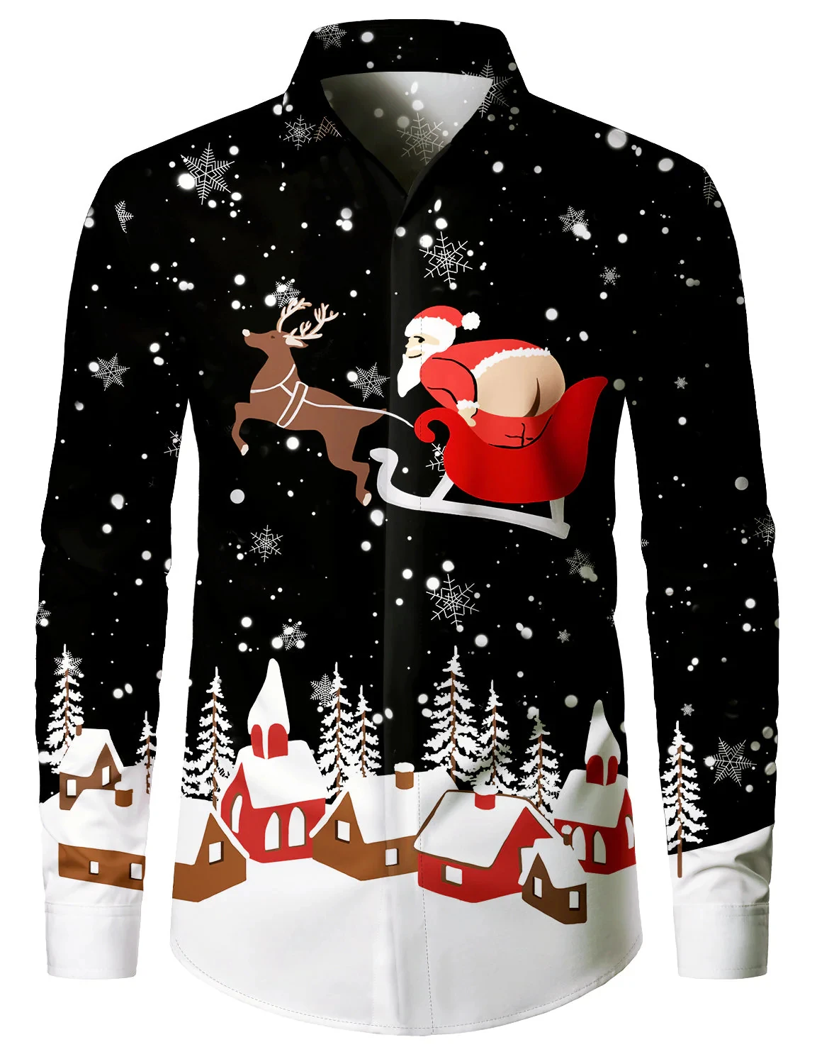 

2025 Рождественская мужская рождественская юмористическая праздничная забавная рубашка с длинным рукавом, рубашка на пуговицах, забавные отложные рубашки для отдыха на открытом воздухе