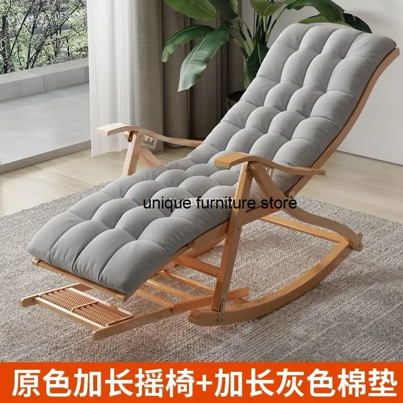 Recliner Leisure Dining Bamboo Rocking Chair Adult Balcony Relax Armrest Folding Bed Chaises De Salon Japanese Furniture FGM