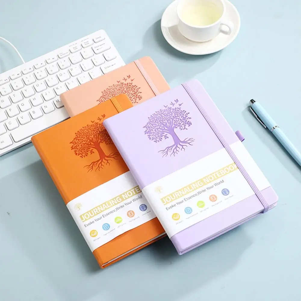 Simple Journal Notebook with Elastic Strap Solid Color A5 Pocket Notepad PU Leather Thickened Business Notebook Office Supplies