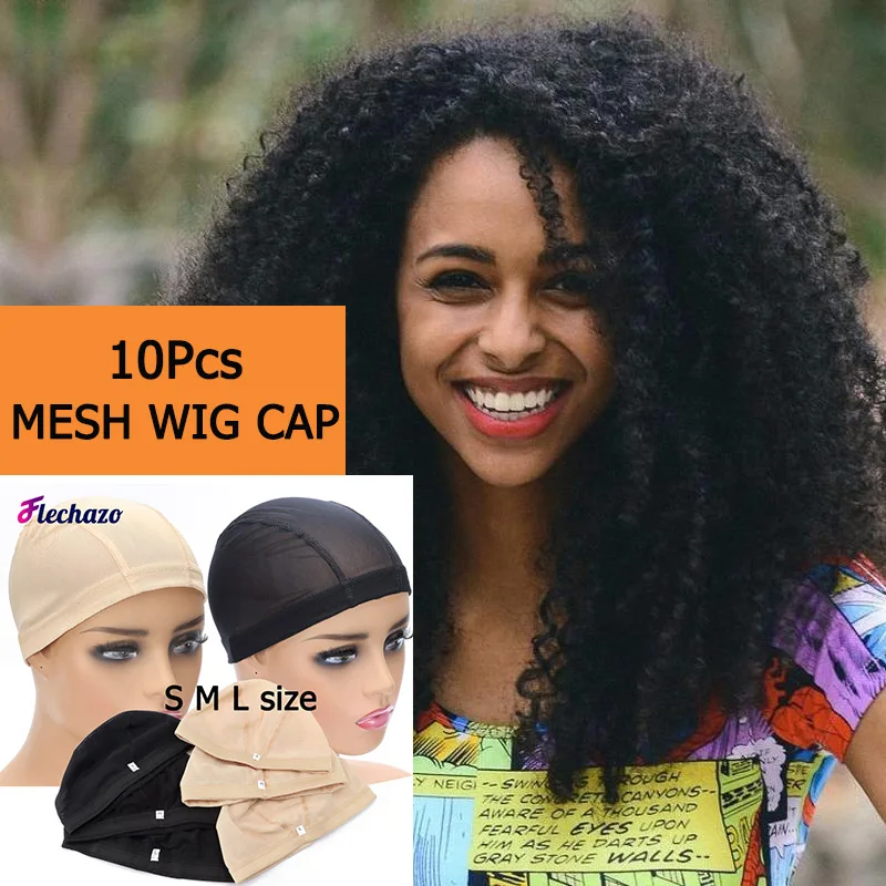 Dome Wig Cap Mesh Weaving Cap 10Pcs Elastic Spandex Dome Mesh Wig Caps Black Nude Hair Net Wig Making Cap For Women Men