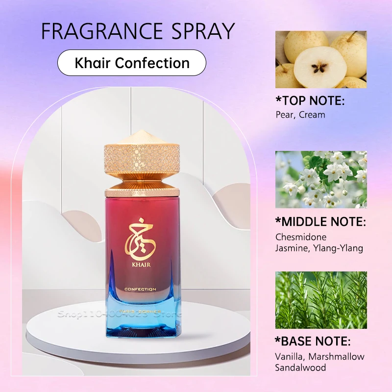 100ML KHAIR moyen-orient parfum arabe dubaï parfum fruité parfum doux Spray longue durée parfum Eau De toilette Spray cadeau
