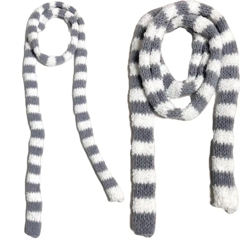 Stripe Scarf for Women Long Skinny Belt Necktie Neck Scarf Y2K Girls Photo Props Long Neckerchief Skinny Scarf Necktie