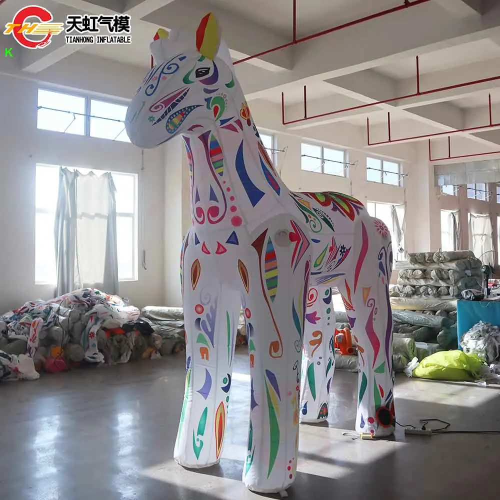 Envío rápido, modelo de caballo inflable gigante de lujo, globo de tierra de animales para explotar al aire libre para publicidad de decoración