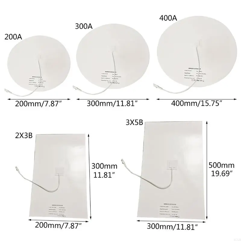 97QD Baño Película Redonda Redonda Anti-Fog 110 Vheating Paste Mirror Protective Película