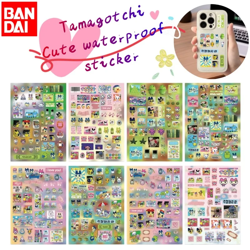 

2026 New Bandai 8Pcs Wholesale Creative Tamagotchi Die-Cut Stickers, Japanese Cartoon Mametchi Cute Decor Waterproof Decals
