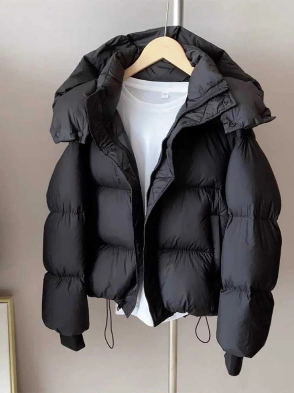 Women\'s Winter Cotton Coats Casual Loose Thick Warm Fluffy Bread Padded Coat Female Hooded Quilted Jacket Outerwear Snow Wear