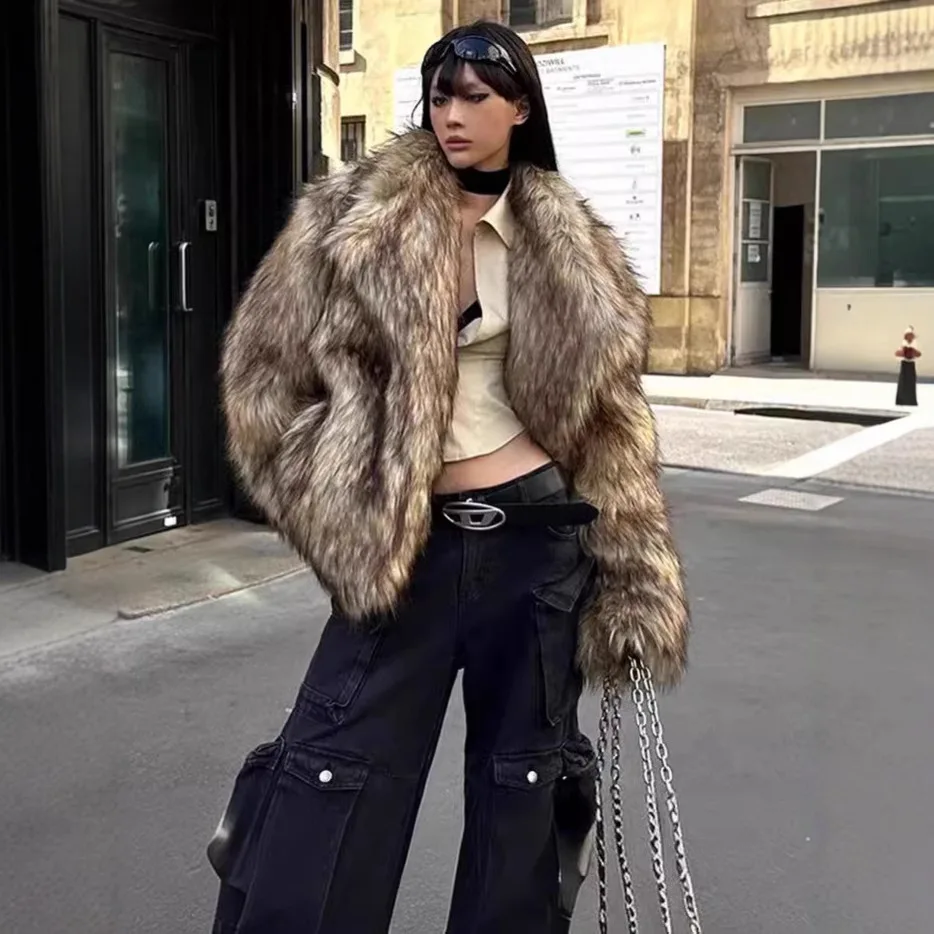 المتضخم الخريف الشتاء المرأة معطف الفرو البيئي رقيق التلبيب طوق الإناث فو الفراء سترة فاخرة الاصطناعي سيدة الفراء سترة معطف #3