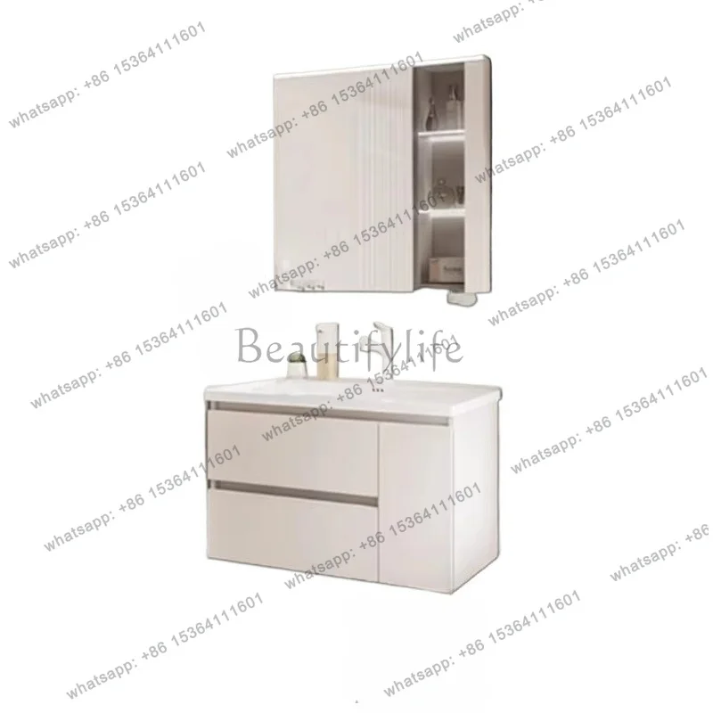 YJ Wall Mounted Bathroom Cabinet Space Saver White Makeup Drawers Bathroom Vanity Toilet Mirror Meuble Salle De Bain Furniture